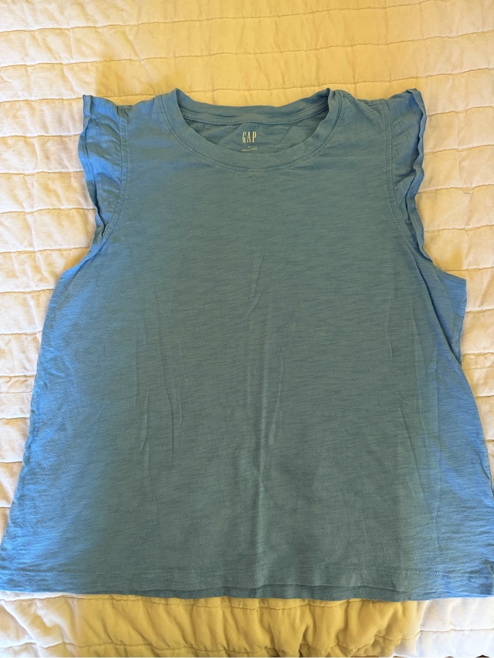 GAP Women's Sky Blue Ruffle Sleeve Tank